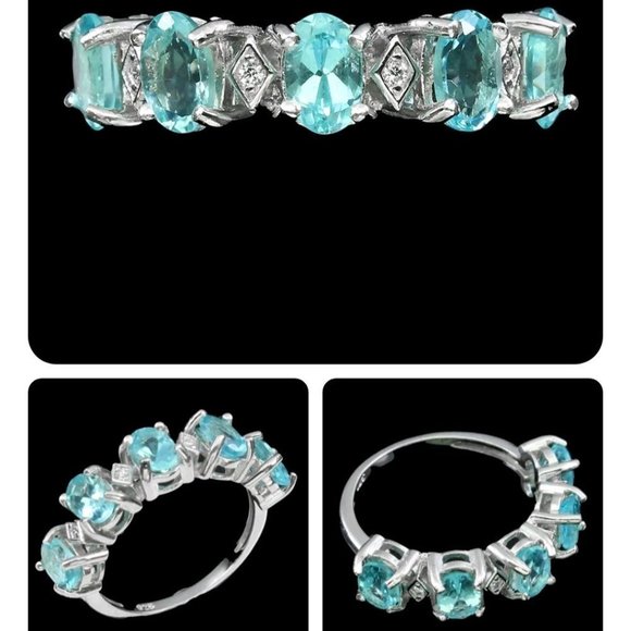 Apatite Ring, Blue Stone Ring, Gemstone Ring, Anniversary Ring, Stackable Rings - Picture 4 of 6